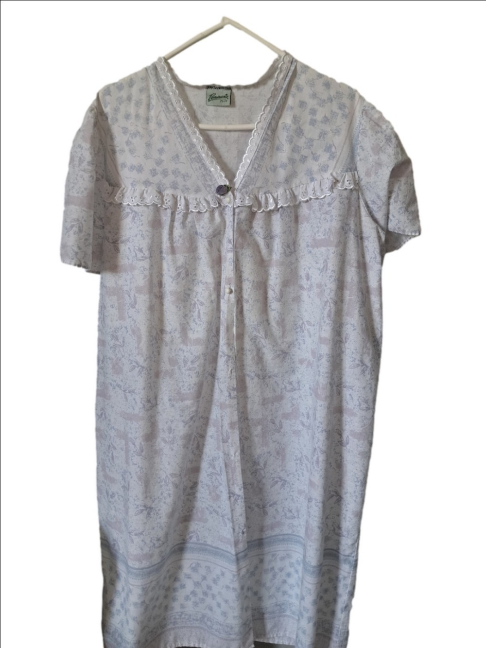 PENMANS plus duster Light Floral eyelet trim house dress jacket button front 1X
